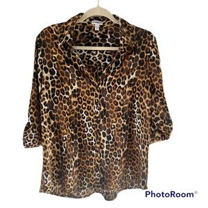 Express Cheetah Button Up Blouse